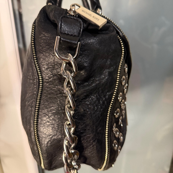 Women's Michael Kors Black Silver Studded Satchel One Size - Picture 9 of 14